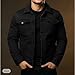 AlkYutd Men's Fashion Denim Jacket Slim Fit Button Down Casual Jeans Coat Black-L