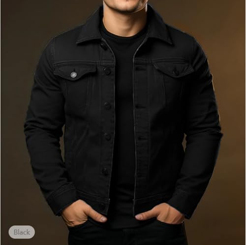 Men's Fashion Denim Jacket Slim Fit Button Down Casual Jeans Coat3