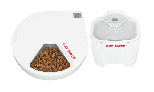 Bundle Of Cat Mate C500 Automatic 5-Meal Pet Feeder And Cat Mate 100 Fl. Oz. Pet Fountain - White #TOP10