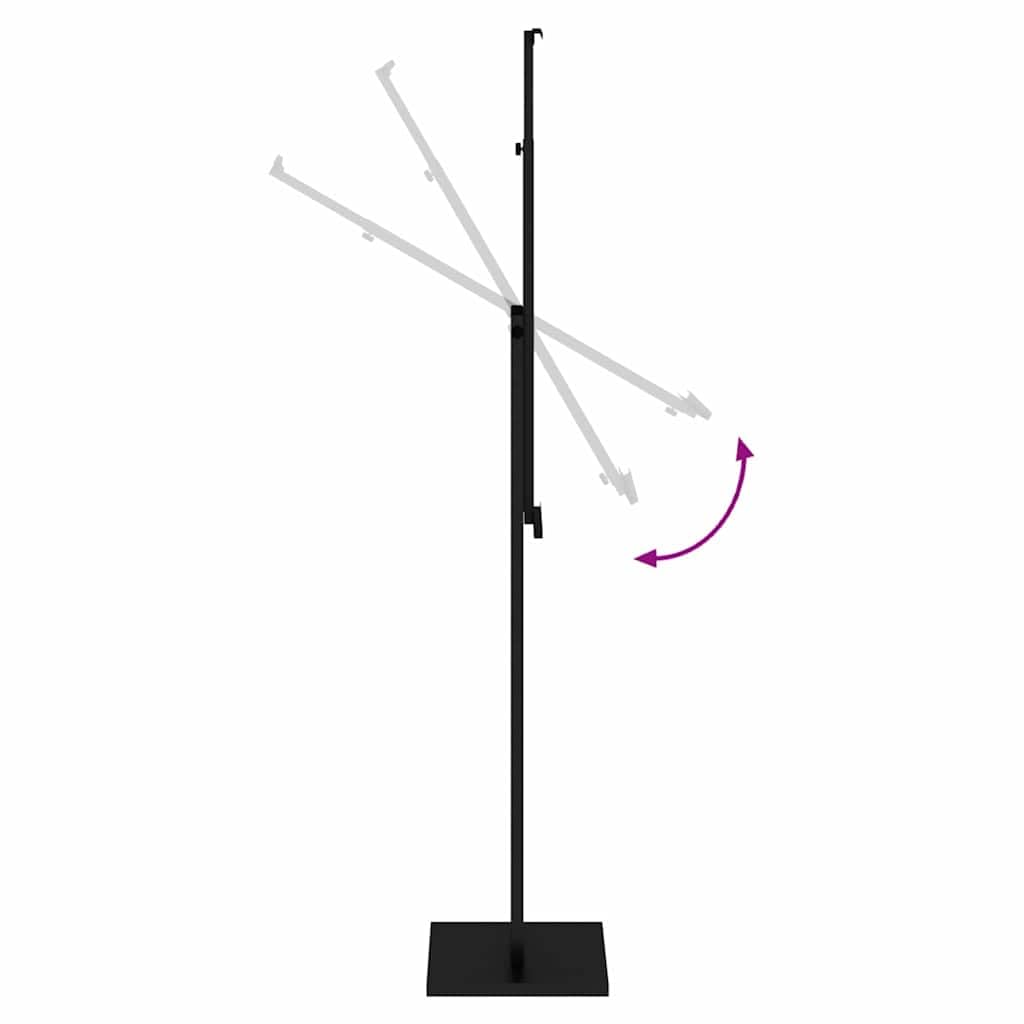 Schwarzer Messestand aus Stahl 26,5 x 26,5 x 150 cm, höhenverstellbar 126 bis 150 cm, 360 Grad drehbar, rutschfester Fuß, für Messe, Ausstellung, Event, Innen und Außen