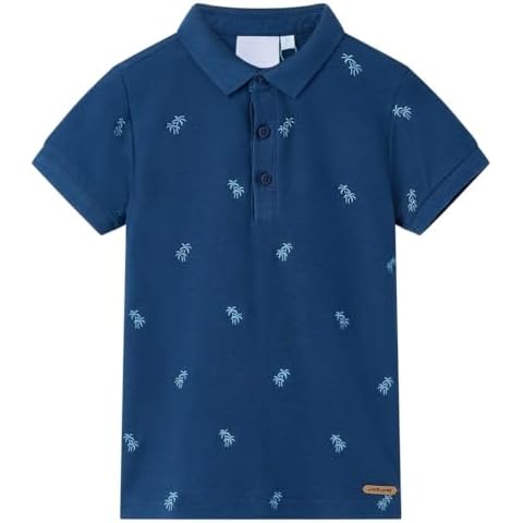 vidaXL Kids' Dark Blue Polo Shirt with Palm Trees Cover
