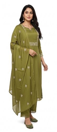 olive green anarkali suit