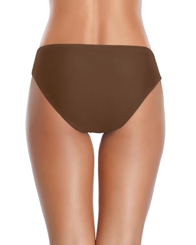 Image of Tempt Me Women Twist Bikini Bottom Moderate High Cut Bathing Suit Bottoms Ruched Swimsuit Bottom