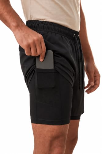 Shorts Bermuda 2 Em 1 Masculino Compressão Sport Tecido Leve Secagem Rápida