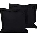 FLXXIE Microfiber European Pillow Shams Set of 2, Fade, Wrinkle and Shrinkage Resistant Soft Pillow Covers with Envelope Closure Euro Sham Covers (Black, 26x26 Inches)