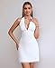 XinFSh Women's Sexy Halter Deep V Neck Bodycon Mini Dress Bow Tie Backless Party Club Going Out Short Dresses White