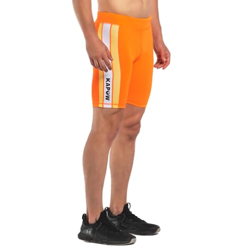 Kapow Meggings Men's Recycled Performance Compression Shorts with Pockets (Nitro, Medium)