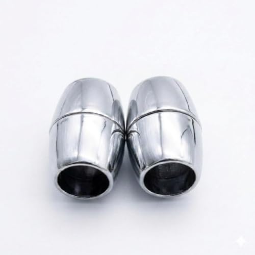 Image of Beadsnfashion 10 Pcs Oval Magnetic Leather Cord Connectors Clasp 16x8mm, 4.75mm Hole Silver Finish | Premium Magnetic Clasp for Jewellery Making, Bracelets & Necklaces | Essential Jewelry Findings for DIY Crafting