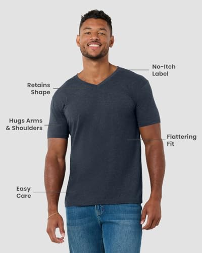 Image of Men's V-Neck T-Shirt Fitted Short Sleeve Soft Cotton Vneck Tees S-2XL