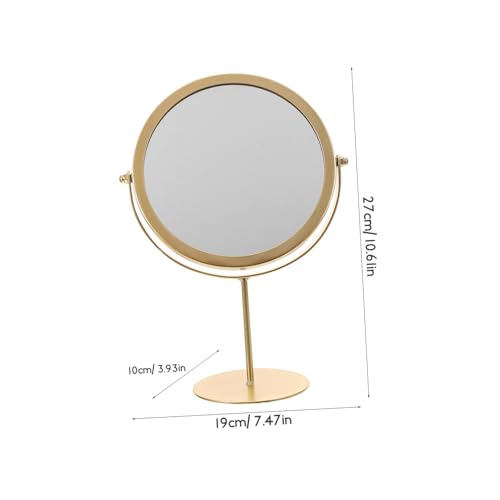 Espejo de maquillaje redondo Luxshiny dorado para mesa miniatura 2