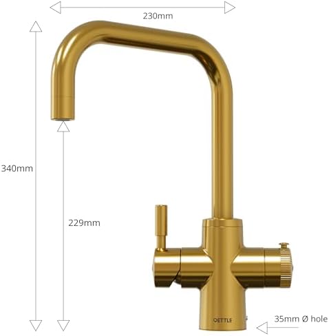 QETTLE Original Square Spout Boiling Water Tap (Gold, 7 Litre Boiler)