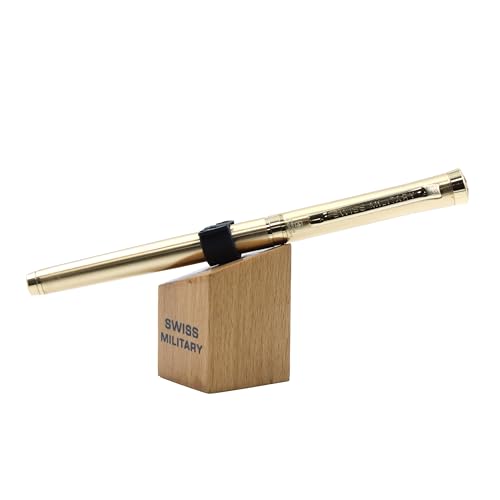 Image of SWISS MILITARY INNOVA Smooth Writing Metal Body Roller Pen with 0.7mm NSTC Blue Poly Jotter Refill, 2000-2200m Writing Length, Best Gift Men & Women, Professional, Executive Office- Body Gold
