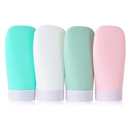 Kit 4 Frascos Viagem de Silicone Reutilizáveis 4 Recipientes Flex...