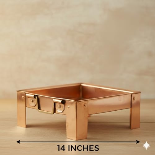 Image of Copper Hawan Kund for Home Pooja | ASHT Kamal Design Havan Kund | Premium Copper Homa Kundam for Havan & Homam Rituals. (14 INCHES)