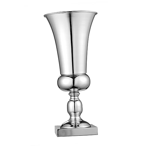 HOOTNEE Large Silver Metal Iron Vase for Wedding Table Centerpiece