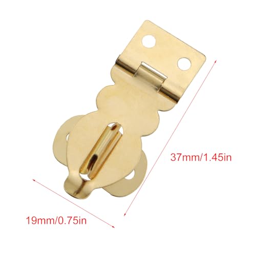 Image of 12PCS Solid Brass Mini Padlock Hasp with Screws 14x37mm Golden Metal Latch Decorative Pin Latch for Wooden Boxes Jewelry Boxes Suitcases Furniture Buckle Locks