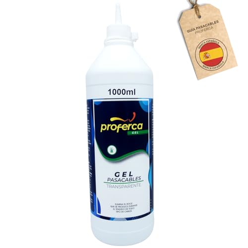PROFERCA Gel Pasacables Transparente 1000ml | Lubricante Profesional para Tendido de Cables | No Mancha