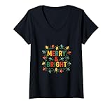 Photo Gallery donna grafica merry & bright christmas lights maglietta con collo a v Photo Gallery donna grafica merry & bright christmas lights maglietta con collo a v