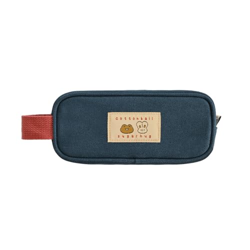Image of Monolike Unmatched Friends Butter Pencil Case, Navy - Structured Square Desk Organizer, Large Capacity Aesthetic Stationery Pouch & Makeup Brush Bag