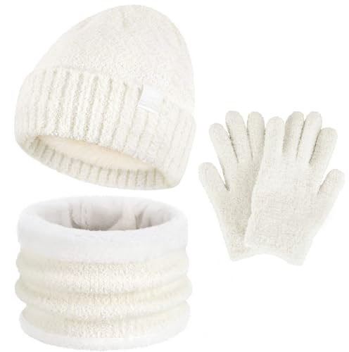Image of Toddler Kids Winter Hat Scarf Gloves Set Cold Weather Beanie Hats Fleece Neck Warmer for 4 5 6 7 8 Year Old Boys Girls Gifts
