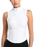AAP Damen-Lauf-Tops, Yoga-Tank-Tops, Reißverschluss-Jacke, Damen, schmale Passform, Skinny Gym Tops, Weiß ärmellos, M