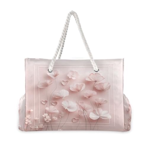 Ight Pink Tones (1) Beach Bag & Travel Tote Bag Large Sandproof with Zipper Closure, Wet Pouch for Swim Gym Travel, Lightweight Foldable Outdoor Bag2