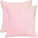 Sykting Set of Two 18" X 18" Square Cotton Super Soft Short Plush Throw Pillow Cover Pink