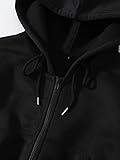 LOFAAC Women Fleece Full Zip Up Cropped Hoodie Sweatshirt 90s Long Sleeve Drawstring Hooded Crop Jacket Top with Pockets, Black, S - Image 4