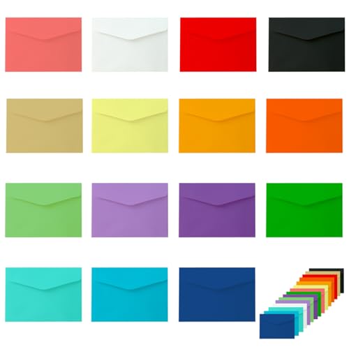 BMZXCH 150 Piezas 15 Colores Conjunto de Mini Sobres Sobre Pequeños Scrap Colores Papel de Colores Regalo Multicolor para Regalos para Bodas, Cumpleaños, Fiestas, tarjetas de Navidad (115 x 83 mm)