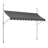 Klemmmarkise 350x120cm einrollbare Balkonmarkise Terrasse Handkurbel Markise mit Gestell