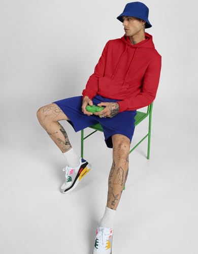 Image of Veirdo Fleece Regular Fit Hooded Sweatshirt Full Sleeves Jumper Red Solid Winter Sweatshirt for Men (W 05 RED M)