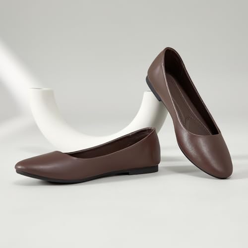 Image of Hash Bubbie Women's Flats Shoes Ballet Flats Dress Shoes Comfortable PU Leather Slip on Shoes for Women