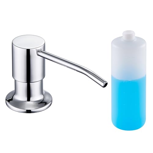 Soap Dispenser for Kitchen Sink Chrome, Sink Soap Dispenser Stainless Steel Refill from The Top Built in Sink Soap Dispenser with 13 OZ Soap Bottle
