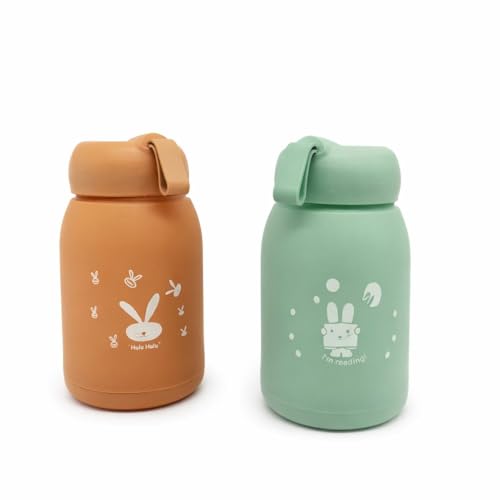 Image of Mini Glass Water Bottle 330 ml with Silicone Sleeve, Leak Proof Small Reusable Bottle for Kids, School, Office and Travel, Pack of 1