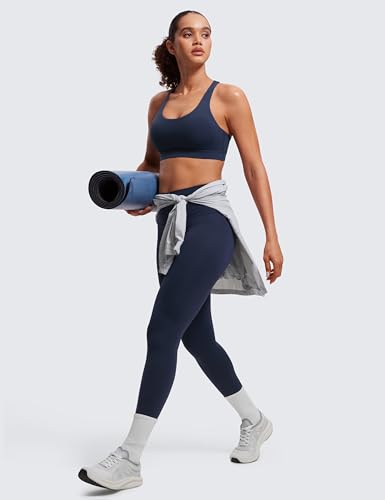 Image of CRZ YOGA Naked Feeling Strappy Sports Bras | Medium Support, Removable Pads, Yoga, Sleek, Scoop Neck, for Women