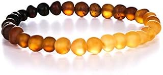 AMBERAGE Natural Baltic Amber Bracelet for Adults (Women/Men) - Hand Made from Raw-Unpolished/Certified