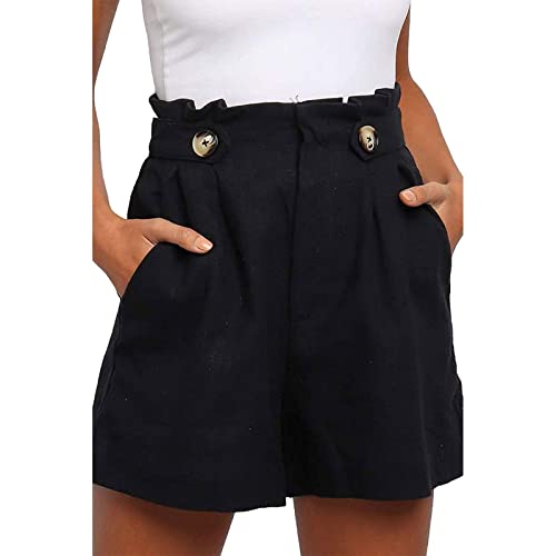 Pantalones Cortos de Mujer Pantalones Cortos de Verano Pantalones Cortos de Pierna Ancha de Cintura Alta Pantalones de Verano Bolsillos Laterales Pantalones Cortos Deportivos para Mujer Cover