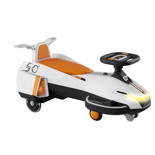 タンブルバイク ペダル付き電動スイングカー、音楽付き2 in 1スイングカーライド、点滅ホイール、大型ボディ スイングバイク