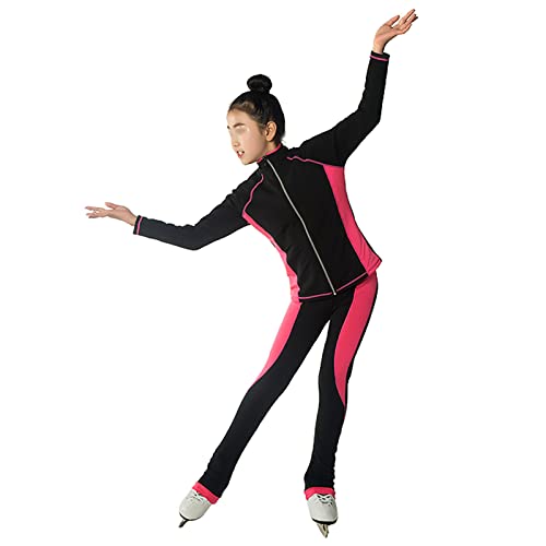 Songyi Eiskunstlauf Jacken und Hosen Trainingshose Eislaufen Kleidung Uniformen für Mädchen Frauen(Size:XXS,Color:Rosa) Cover