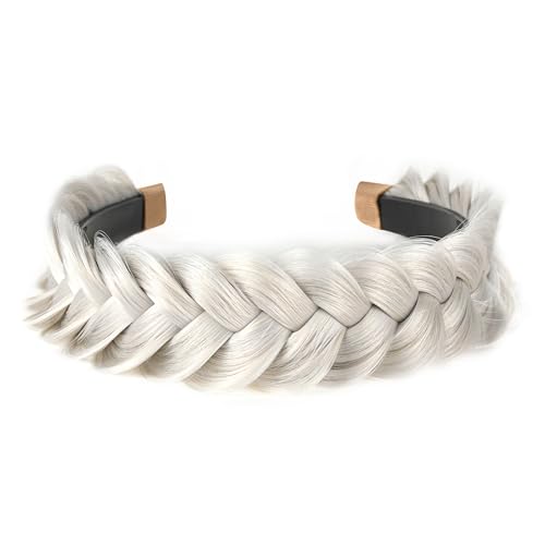 STHEJFB Faixa de cabeça trançada larga com argola acessórios de cabelo fashion elástico antiderrapan