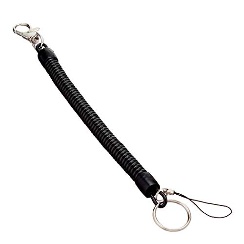 Ressort hélicoïdal Keychain en spirale rétractable theftproof anti-perte extensible cordon de sécurité porte-clés en métal pour clés Fermoir Wallet 20cm Noir 1pc Vêtements Accessoires Cover