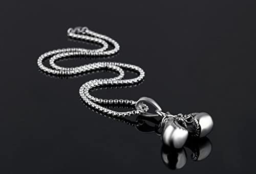 YFN Boxing Collana Guantoni Da Boxe In Argento 925 Con Incisione 'Never Give Up' - Regalo Uomo E Donna - 2