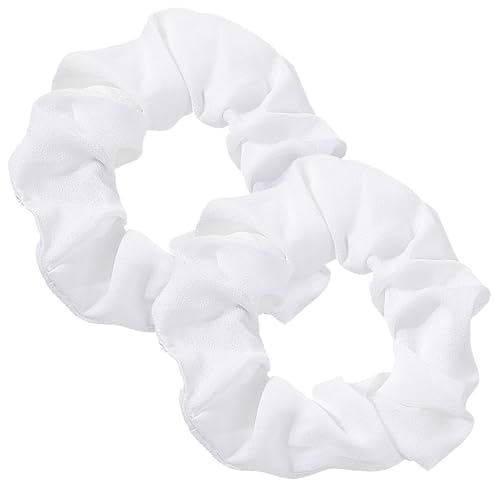 2 Piezas Gomas Pelo Pop Blanco Hair Ties Color Sólido Scrunchies Pelo Banda Elástica Coleteros Pelo Mujer Scratch Ties Accesorios para el Cabello Lazos Pelo Niña