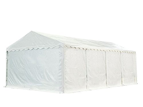 TOOLPORT Stabiles Lagerzelt Zelthalle 6 x 8 m feuersicher in weiß 550g/m² PVC wasserdicht Weidezelt 2,60m Höhe