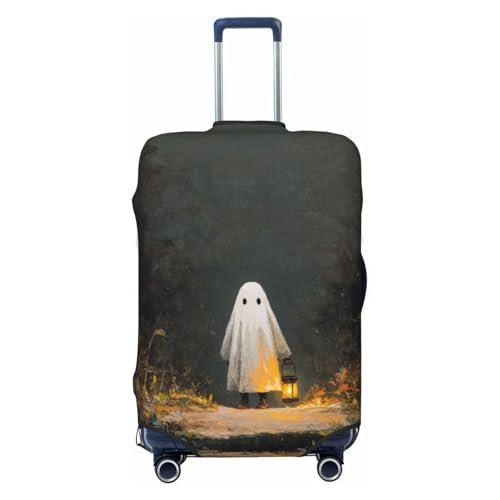 Cute Ghost Walking The Dark Forest Elastic Travel Luggage Covers Dustproof Scratch-Resistant Suitcase Protector Fit 22-24 Inch