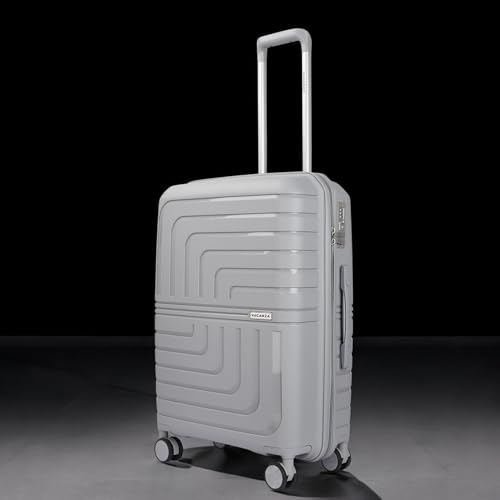 Image of Vacanza Paris Series Polypropylene Unbreakable Hard-Sided Luggage Check-in Size Trolley Bag | Light Grey 65 cms