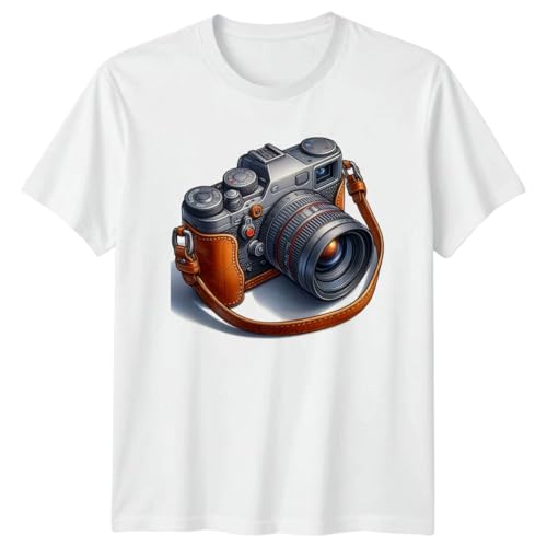 Vintage Retro Style Camera Graphic T-Shirt Photography Hobbyist Gear Birthday for Him and Her 5XL White