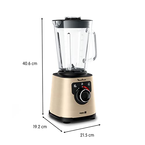 Moulinex Blender électrique, 1200 W, Bol verre capacité utile 1,5 L, Mixeur Smoothie, Technologie de lames Powelix, Haute qualité, Nettoyage facile, PerfectMix Noir/Or LM871A10 – Image 3
