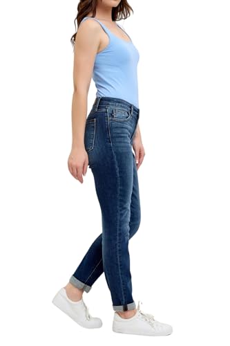 Judy Blue Classic Mid Rise Medium Wash Cuffed Slim Fit Jeans4
