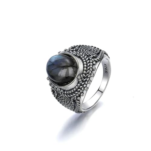 XJruixi Anillos de plata de ley 925 Anillo natural de mujer Retro tallado de lujo Alta joyería